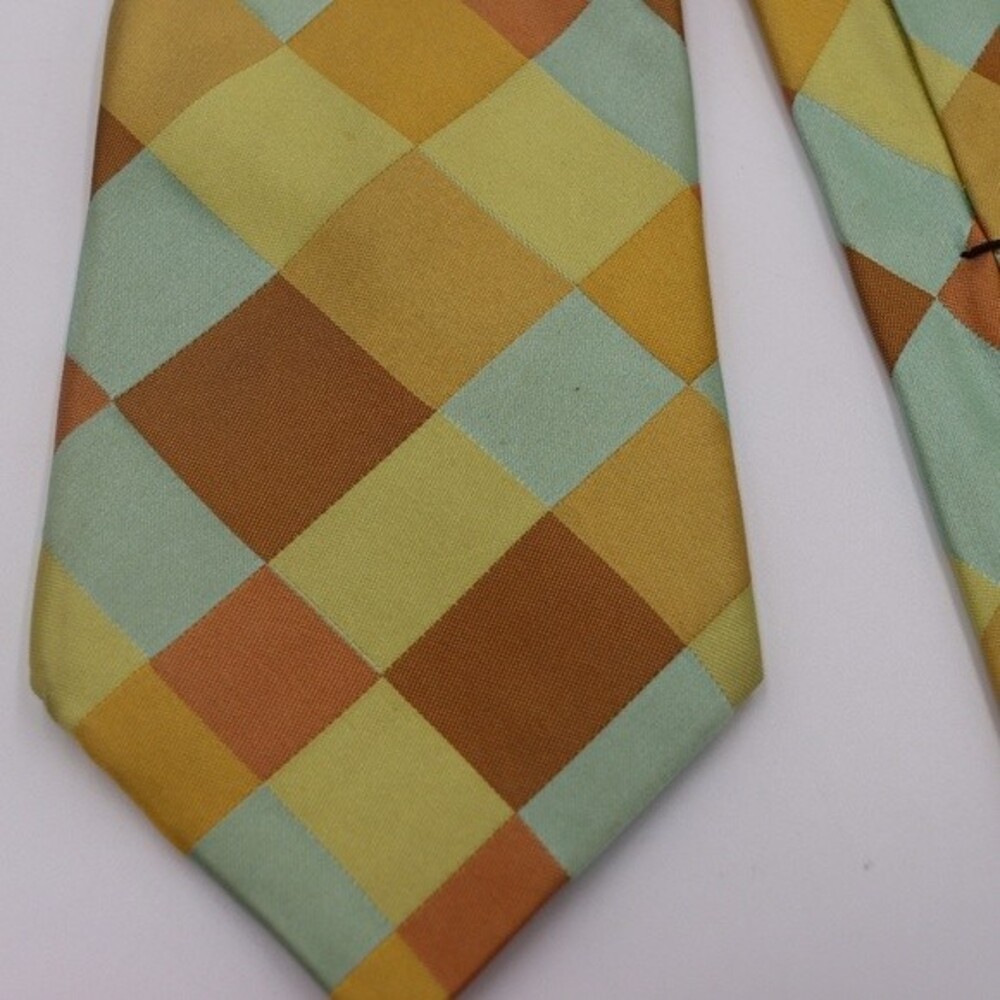Ted Baker London Geometric Checkerboard Wavy Silk Necktie Designer Tie
